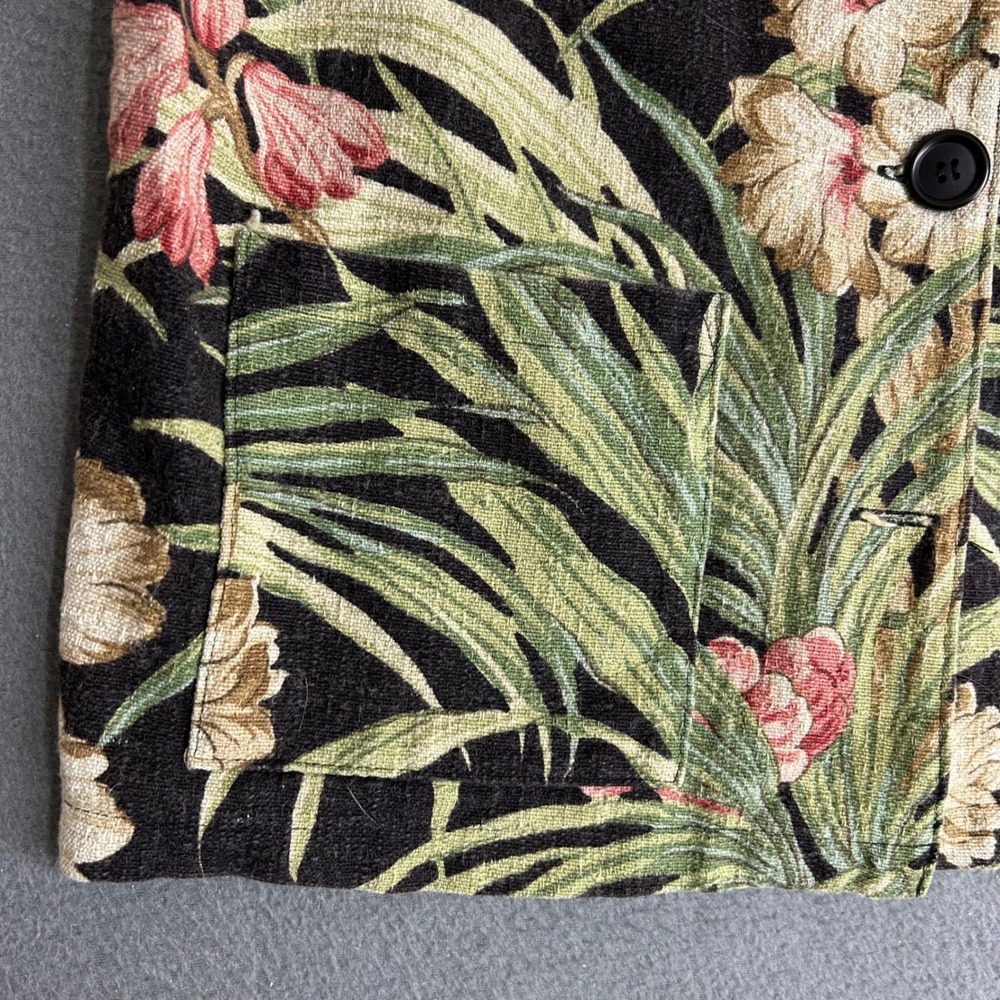 Garden Gear Jacket Womens S/M Black Tropical Floral Tapestry Button Front Blazer - Picture 4 of 8